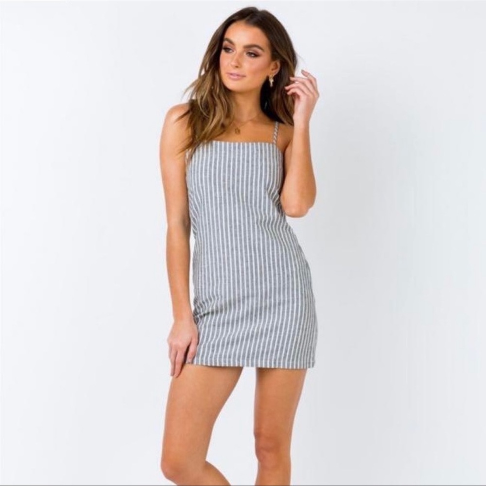 Princess Polly Gray and White Striped Dress